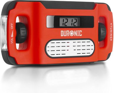 Duronic Apex Radio Alarme Lampe Torche - Charge Usb Dynamo Solaire - Affichage Numérique