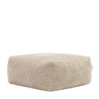 Pouf Modulable En Velours Côtelé Gris Beige