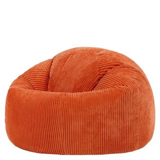 Pouf Poire Classique Kingston En Velours Côtelé Orange Terracotta 85x85x50cm