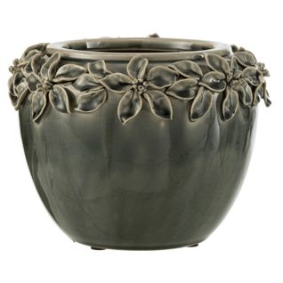 Cache-pot En Céramique "flora" 21cm Gris