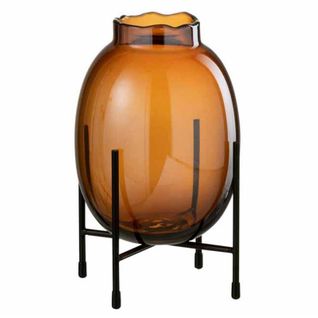 Vase Sur Pied Design "tonato" 25cm Marron et Noir