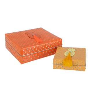 Lot De 2 Boîtes En Métal "gigognes" 25cm Orange