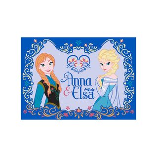 95x133 Tapis Enfant Rectangulaire Anna Et Elsa Bleu