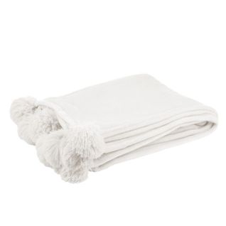 Plaid à Pompons "blanket" 130x170cm Blanc