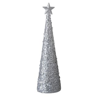 Décoration De Noël LED "cône et Étoile" 34cm Argent