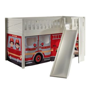 Lit Enfant Toboggan et Tente "scott Fire Trucker" 90x200cm Blanc