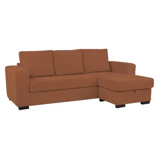 Canapé d'angle méridienne réversible GEORGY tissu terracotta