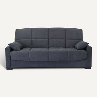 Canapé Clic Clac 3 Places Megan Tissu Gris Matelas 9 Cm 130 X 190 Cm