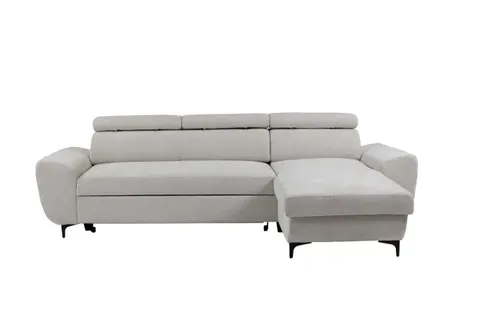 Canapé d'angle méridienne SANTIAGO réversible tissu blanc cassé vue de face