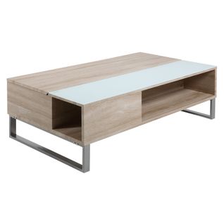 Table basse plateau relevable AZALEA Blanc et imitation chêne