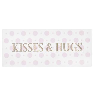 Plaque Métallique De Décoration - Kisses et Hugs - Rose
