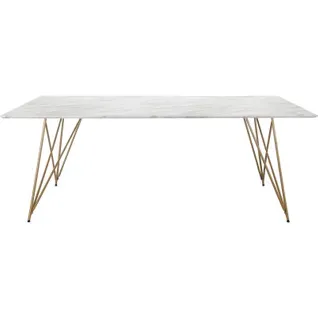 Asama - Table à Manger En Effet Marbre Doré 8 Personnes L200