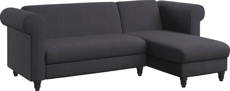 Felix Ii - Canapé-lit 3 Places Avec Chaise Longue En Tissu Anthracite
