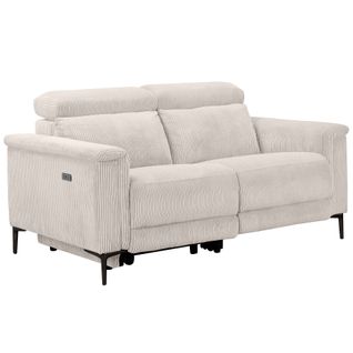 Lund-canapé 2 Places Avec 1 Fauteuil Relax Électrique En Velours Côtelé Crème