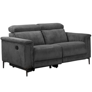 Lund-canapé 2 Places Avec 1 Fauteuil Relax Manuel En Velours Côtelé Anthracite