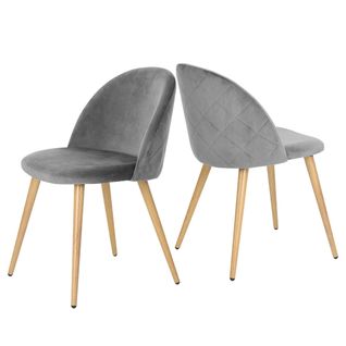 Lot de 2 chaises de salle à manger scandinaves en velours gris hauteur d'assise 46 cm