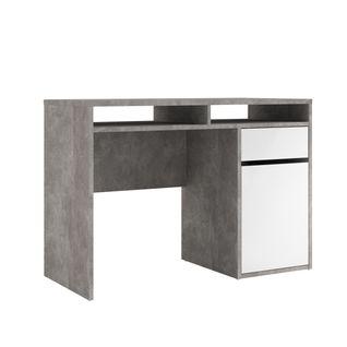 Bureau 1 porte et 1 tiroir BEST LAK 2 Imitation béton/blanc brillant