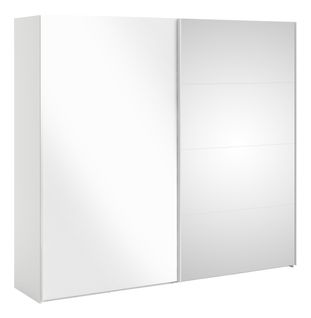 Armoire 2 portes coulissantes avec miroir ELEGANCE XL L.240 cm blanc laqué