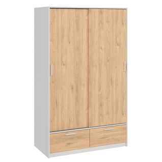 Armoire 2 portes coulissantes DRESS 2 tiroirs ch/bl L.121 cm