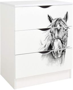 Commode Blanche Avec Les Tiroirs Roma - Cheval