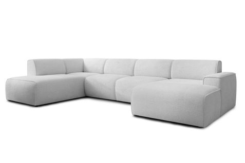 Canapé Panoramique Gauche En Tissu Didim U 378/220/78 Cm - Argenté