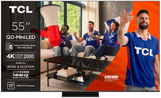 Téléviseur MiniLED 55'' 140 cm TCL 55MQLED80K vue de face