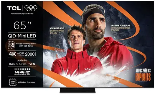 Téléviseur MiniLED 65'' 165 cm TCL 65MQLED80K vue de face