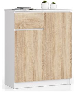 Akord Commode 2 Portes 1 Tiroir Blanc Chêne Sonoma 80x40x99