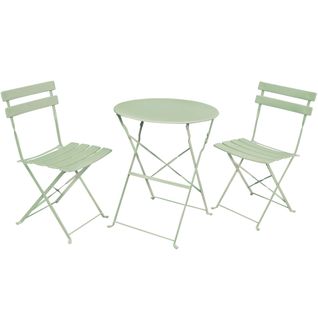 Ensemble De Meubles Orion Pour Balcon : Table Ronde Et 2 Chaises En Vert Frais