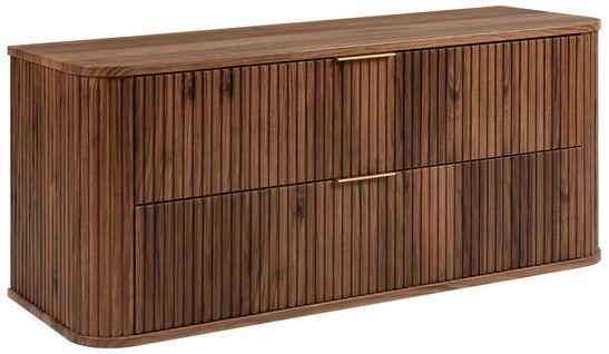 Meuble Sous-vasque Suspendu Glamour 120 Cm – 2 Tiroirs, Finition Noyer Foncé, Design Moderne