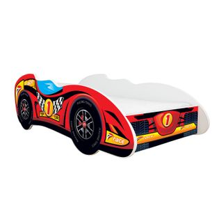 Lit Enfant Voiture Formule 1 Modèle Top Car Rouge + Matelas - 70x140 Cm