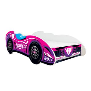 Lit Enfant Voiture Formule 1 Modèle Sweet Car Rose + Matelas - 70x140 Cm