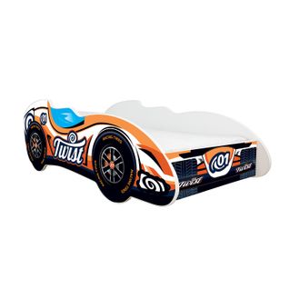 Lit Enfant Voiture Formule 1 Modèle Twist Car Orange + Matelas - 70x140 Cm