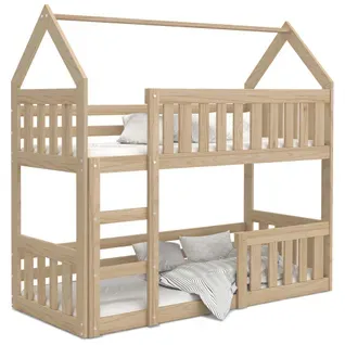 Lit Superposé Cabane Mini 90x190 Pin Livré Avec Sommiers