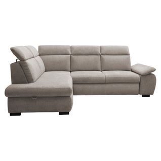 Canapé d'angle convertible COLBY coloris stone gauche