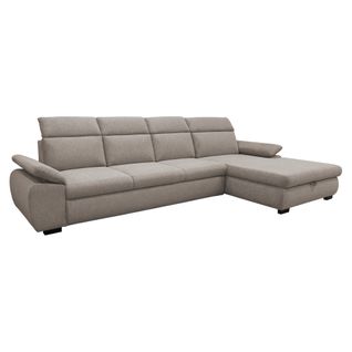 Canapé d'angle convertible COLBY coloris beige méridienne droite batard 3P