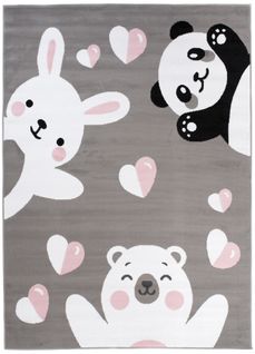 Tapis De Chambre Enfant Bébé Gris Blanc Noir Rose Ours Panda Lapin Fin Pinky 120x170
