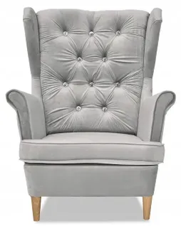Fauteuil à Oreilles Scandinave Gaja De - Glamour, Orné De Cristaux En Forme De Diamant