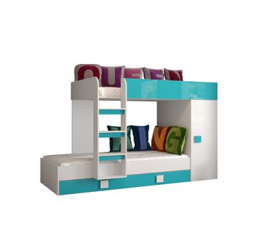 Lit Superposé Toledo 2 - 254x94x165 Cm - Blanc/Bleu