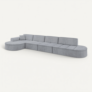Canapé D'angle Taro-l3 413x171x79,5  Angle Gauche En Velours  -  Gris
