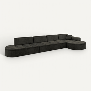 Canapé D'angle Taro-l3 413x171x79,5  Angle Droit En Velours  -  Noir