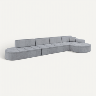Canapé D'angle Taro-l3 413x171x79,5  Angle Droit En Velours  -  Gris