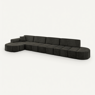 Canapé D'angle Livo-l3 422x173x79,5  Angle Gauche En Velours  -  Noir