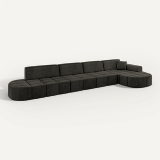 Canapé D'angle Livo-l3 422x173x79,5  Angle Droit En Velours  -  Noir