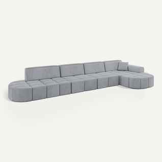 Canapé D'angle Livo-l3 422x173x79,5  Angle Droit En Velours  -  Gris