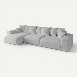 Canapé D'angle Convertible Eskar-l2 364x176x72 Angle Gauche En Tissu - Gris