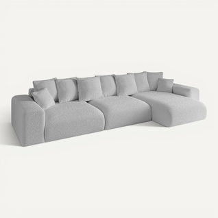 Canapé D'angle Convertible Eskar-l2 364x176x72 Angle Droit En Tissu - Gris