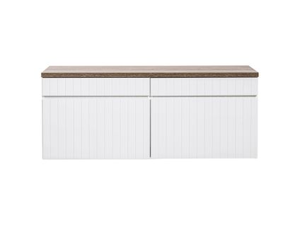 Double Meuble De Salle De Bain à Suspendre Iconic Blanc Avec Le Plan Chêne Santa Fe 120 Cm