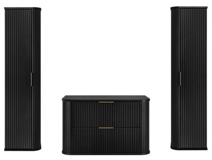 Ensemble Un Meuble 80 Cm Et Deux Colonnes 35/139 Cm à Suspendre Glamour Noir