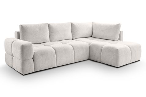 Canapé d'angle convertible FLOCCA tissu blanc cassé